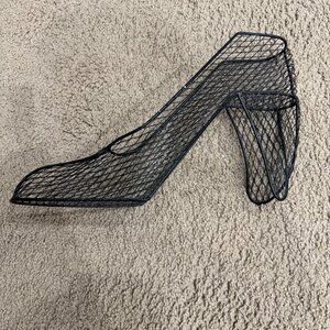 (NOT Avail)  Shoe Lovers! Wire High-Heel Shoe Sculpture –Black Mesh Décor Accent